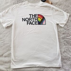 The North Face White T-Shirt with Rainbow Logo